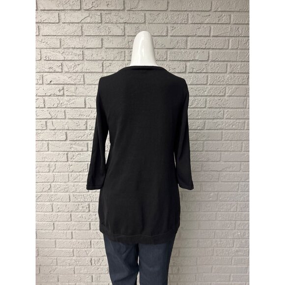 Isaac Mizrahi Women Black Cut-Out Tunic Knit Top  Size S - Picture 3 of 9
